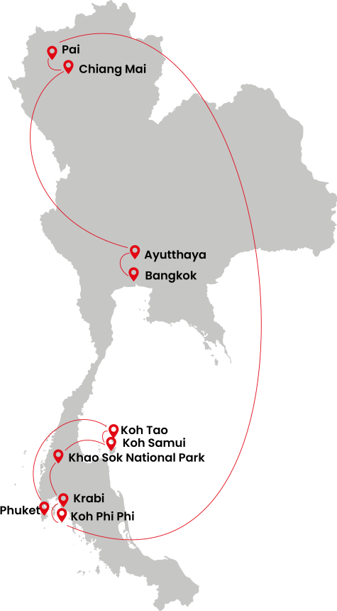 Reisroute Thailand 2